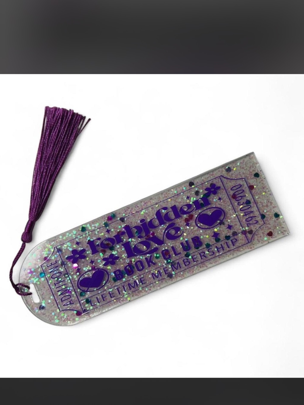 Purple Glitter Tassel Bookmark - Book Club Membership Design